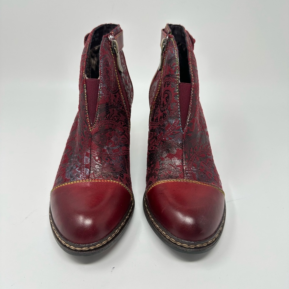 L'Artiste by Spring Step Women's So Cute Red Suede Ankle Boots New - Picture 4 of 14
